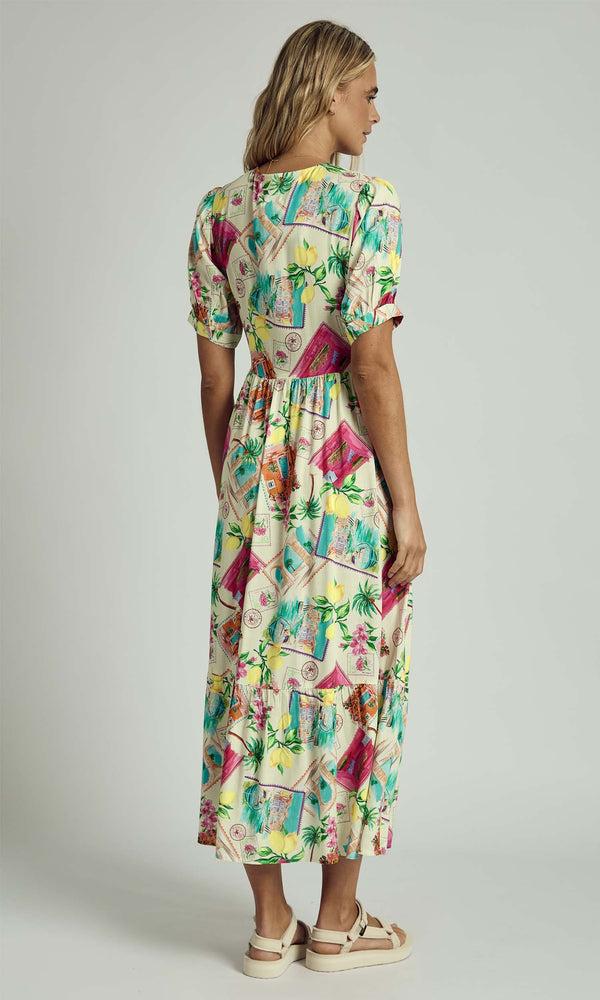 Native Youth SUMMER SCATTER TWIST MIDI DRESS