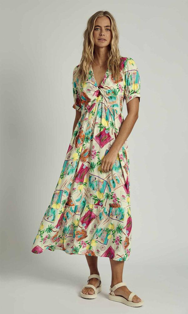 native youth SUMMER SCATTER TWIST MIDI DRESS