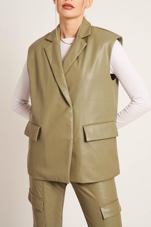 Native Youth XANTHE SLEEVELESS BLAZER - OLIVE