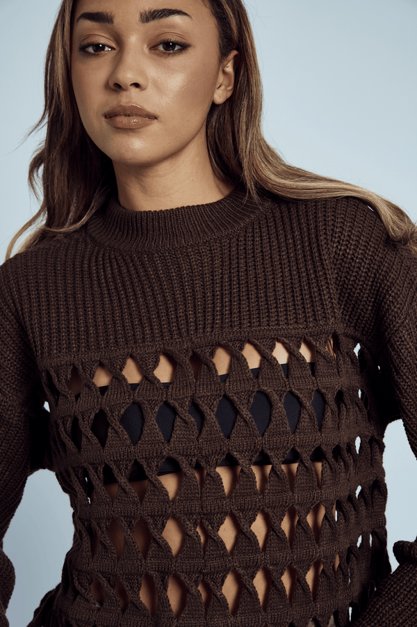 Native Youth NOELLE CONTRAST OPEN KNIT OVERSIZED JUMPER