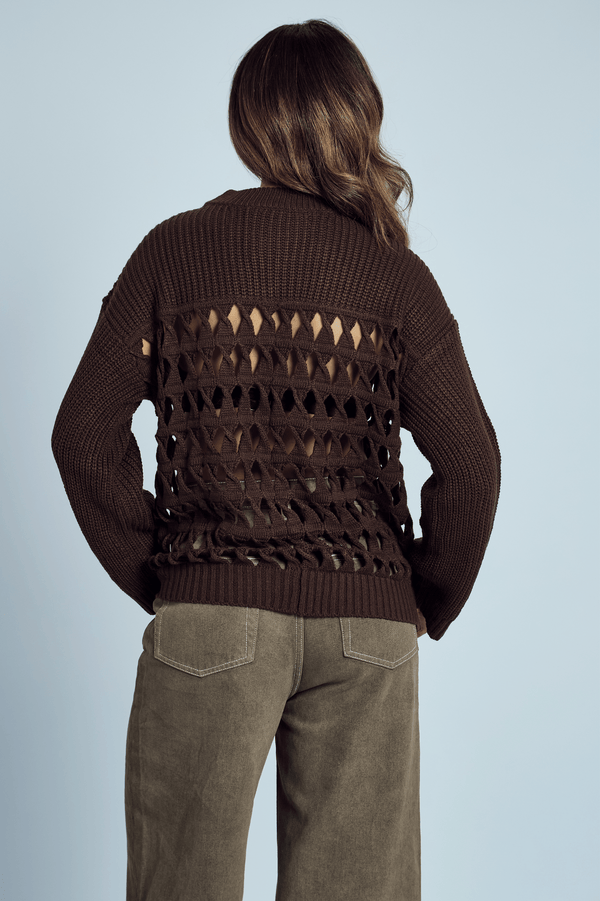 Native Youth NOELLE CONTRAST OPEN KNIT OVERSIZED JUMPER