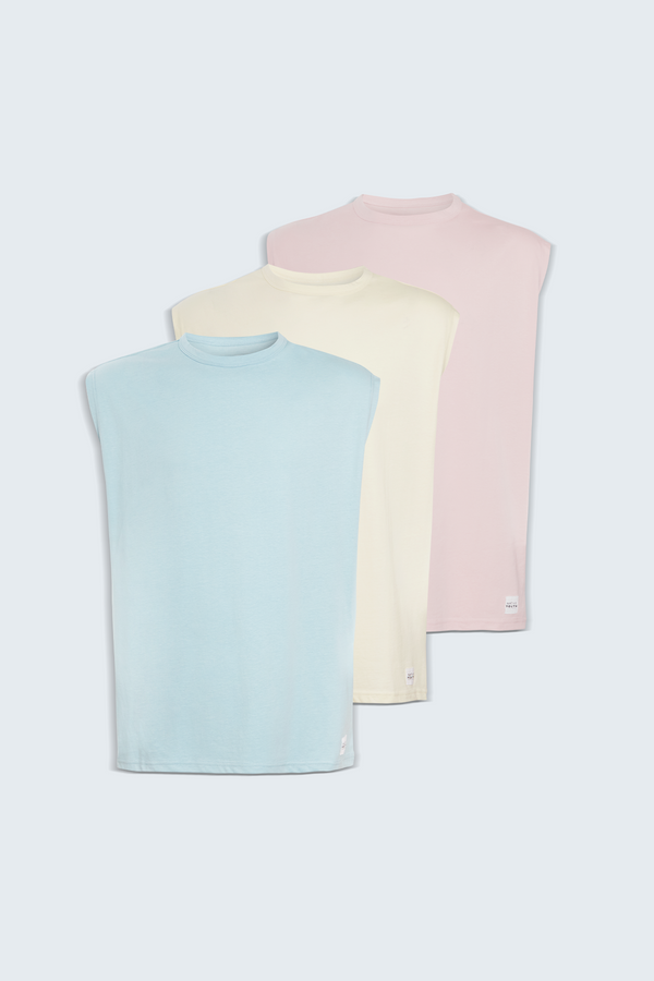 native youth OVERSIZED SLEEVELESS T-SHIRT MULTIPACK - BLUE PINK STONE