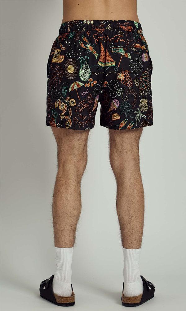 Native Youth PATCHWORK SOLSTITCHERY PRINTED SWIM SHORT