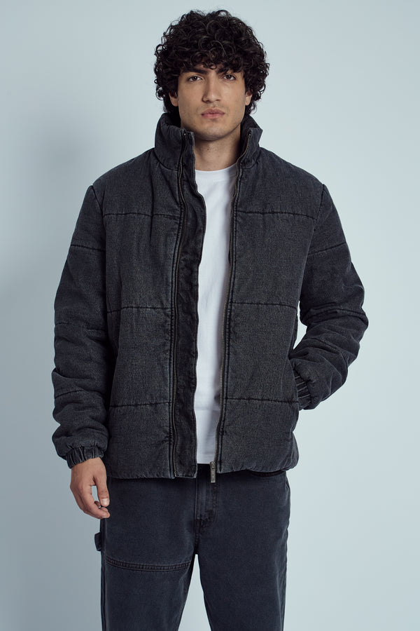Native Youth PINTO STONE WASHED DENIM PUFFER JACKET