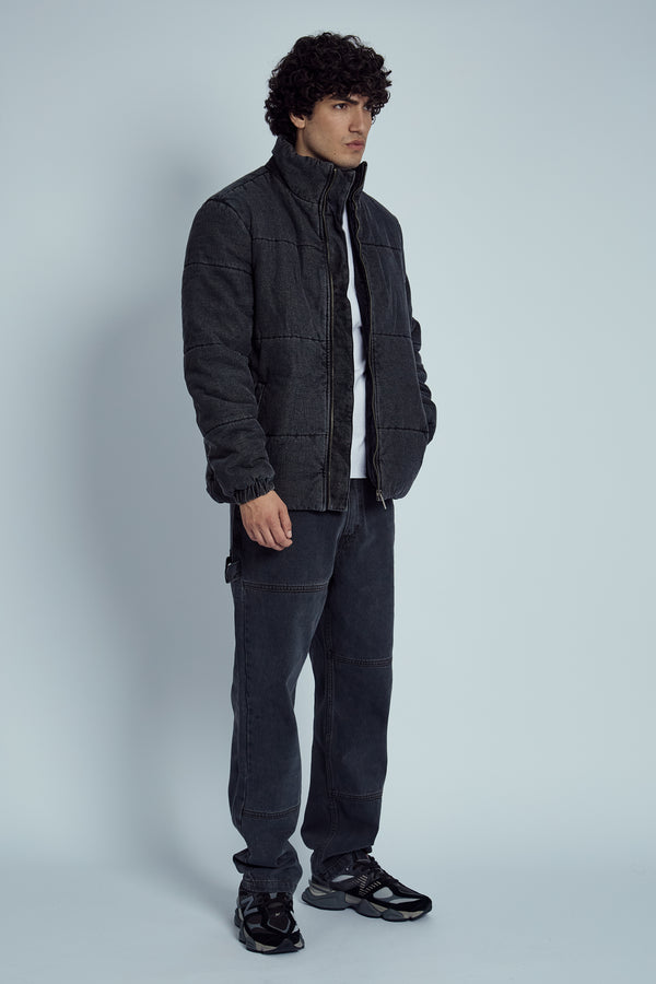 Native Youth PINTO STONE WASHED DENIM PUFFER JACKET