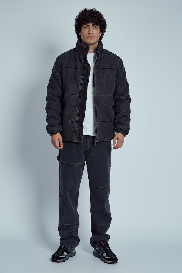 Native Youth PINTO STONE WASHED DENIM PUFFER JACKET