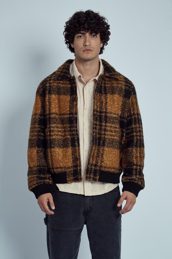 native youth RAMOS BOUCLÉ CHECK COLLARED COACH JACKET