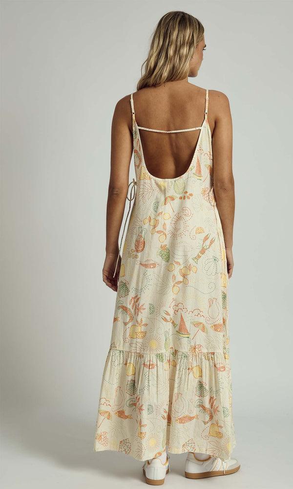 Native Youth SOLSTITCHERY BEACH PRINT CAMI MAXI DRESS IN MULTI