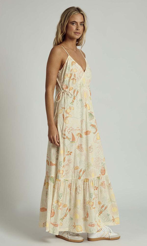 Native Youth SOLSTITCHERY BEACH PRINT CAMI MAXI DRESS IN MULTI