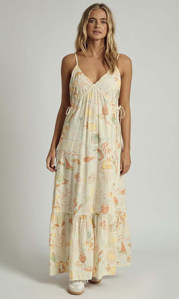 native youth SOLSTITCHERY BEACH PRINT CAMI MAXI DRESS IN MULTI