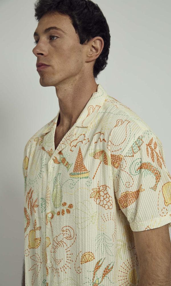 Native Youth SOLSTITCHERY BEACH PRINT RELAXED SHIRT IN MULTI