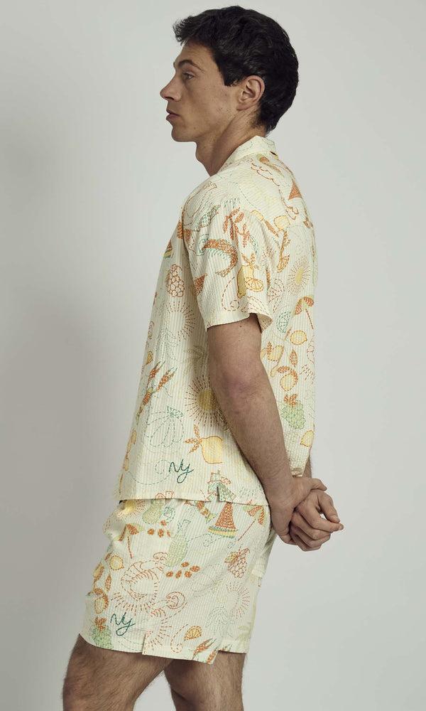 Native Youth SOLSTITCHERY BEACH PRINT RELAXED SHIRT IN MULTI