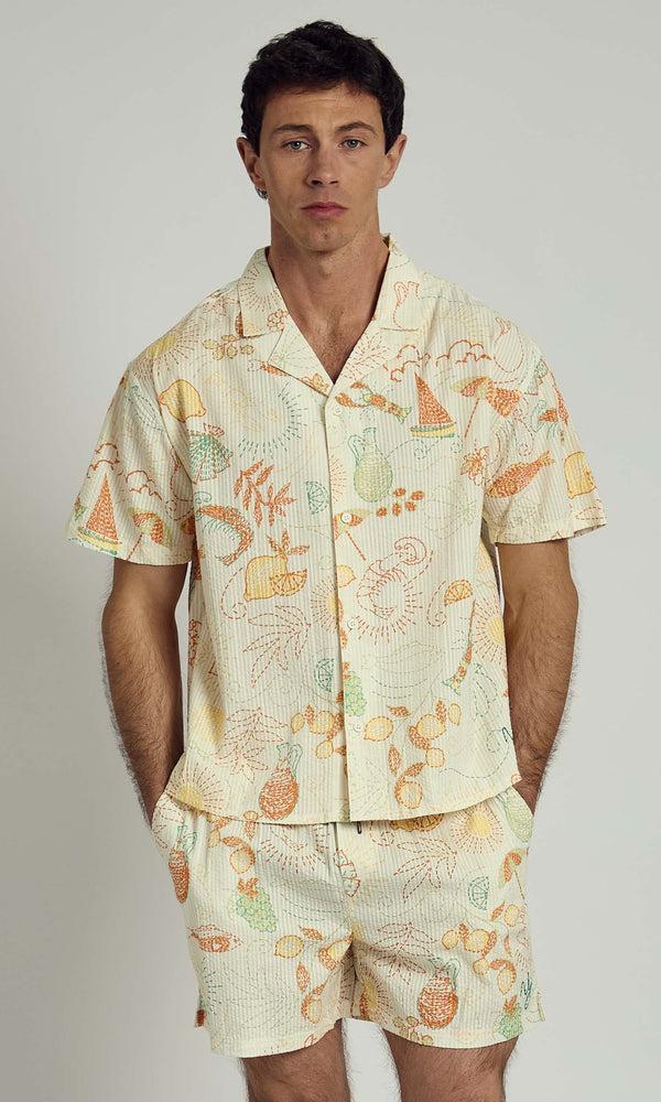 native youth SOLSTITCHERY BEACH PRINT RELAXED SHIRT IN MULTI