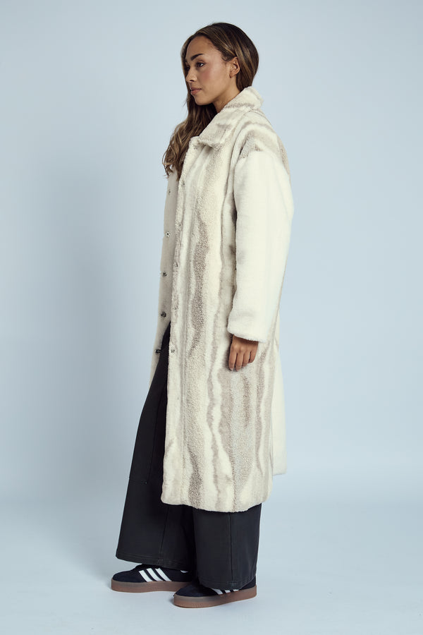 Native Youth TETIA LONGLINE COAT IN MIXED SHERPA AND FAUX FUR