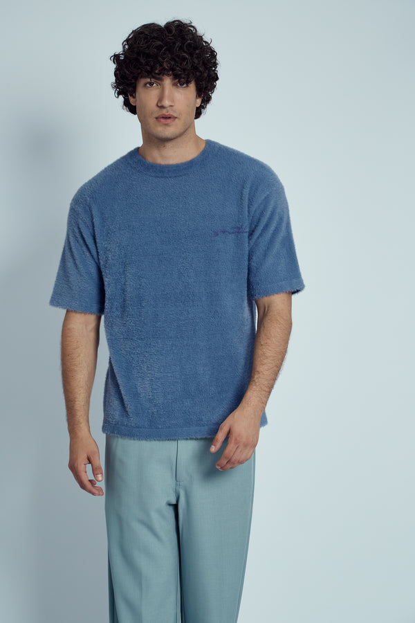native youth TULLOCH SHORT SLEEVE JUMPER IN FLUFFY KNIT