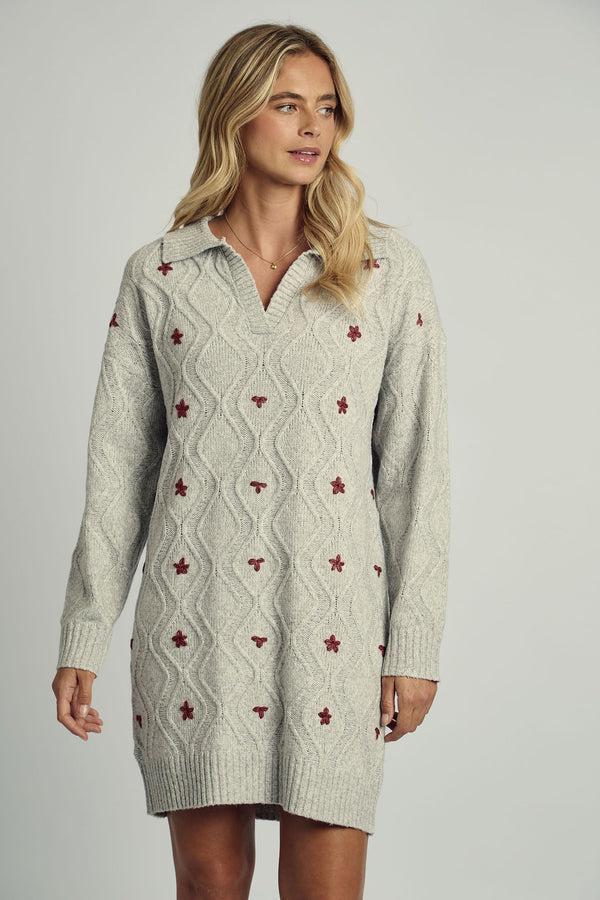 Native Youth VALERIE FLORAL APPLIQUE KNITTED JUMPER DRESS