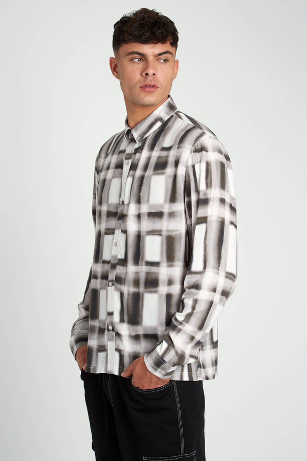 Native Youth WATERCOLOUR CHECK PRINTED ECOVERO SHIRT