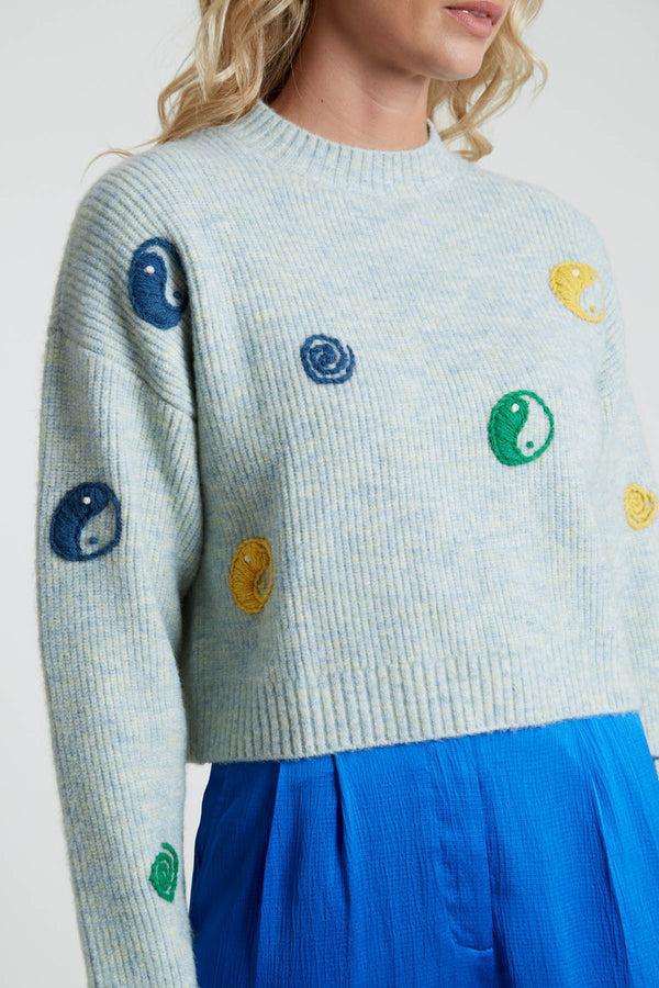 Native Youth YINA KNITTED JUMPER WITH YIN AND YANG CHUNKY STITCHING