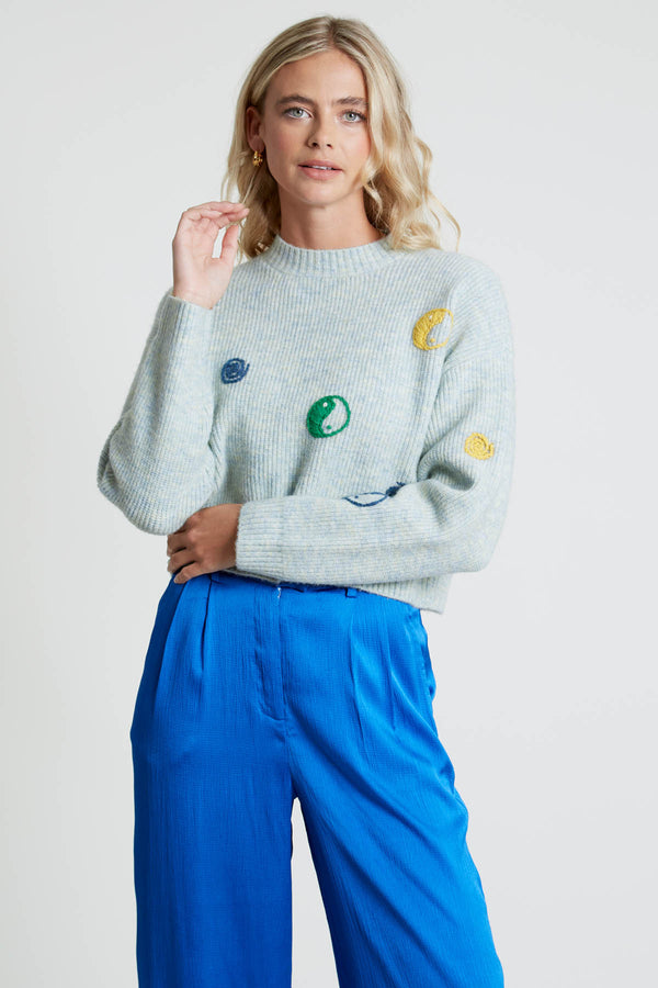 native youth YINA KNITTED JUMPER WITH YIN AND YANG CHUNKY STITCHING