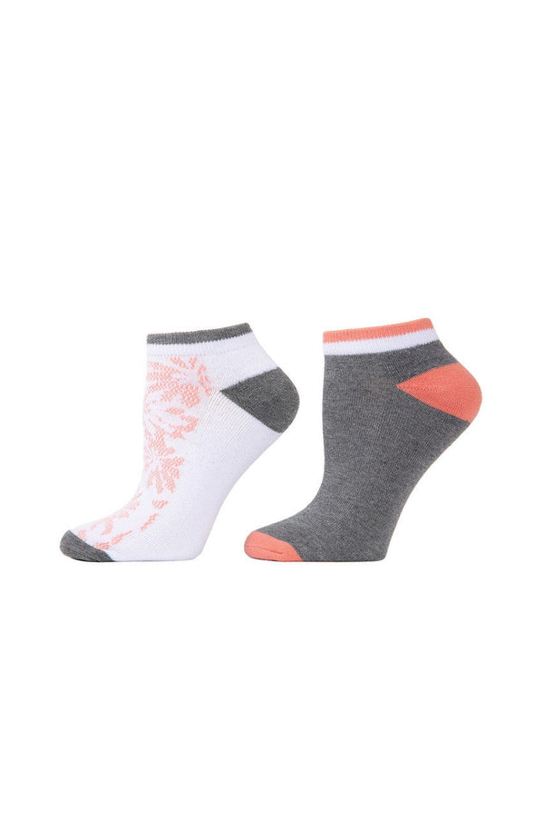 natori Abstract Floral Socks - 2 Pair Pack White/Peach