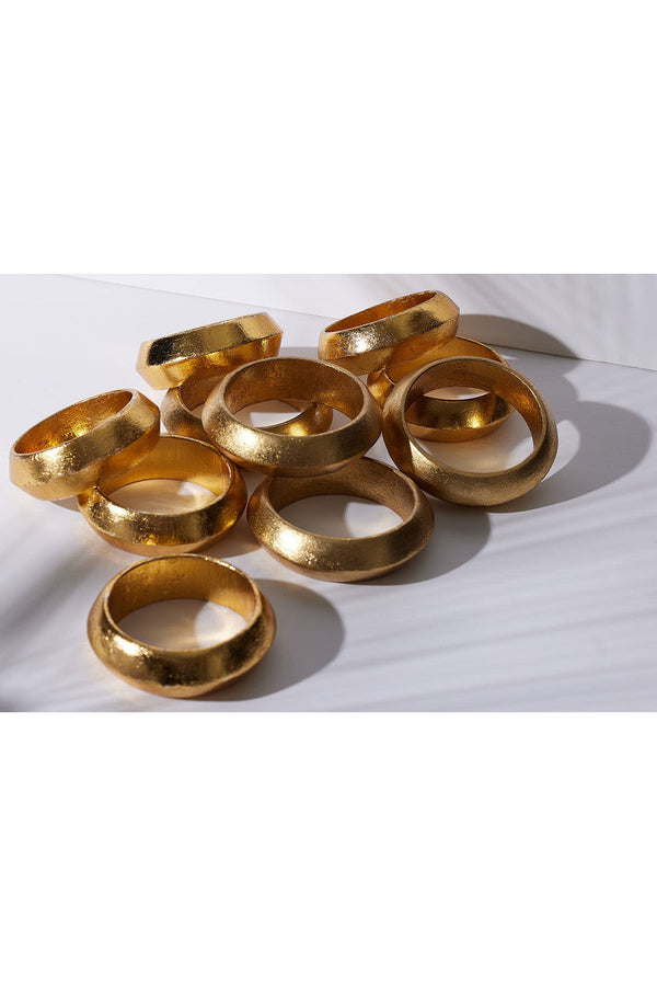 Natori Acacia Wood And Gold Plated Bangle Set Antique Gold