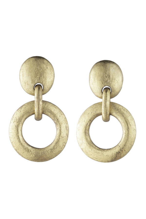 natori Acacia Wood and Gold Plated Hoop Earrings Antique Gold