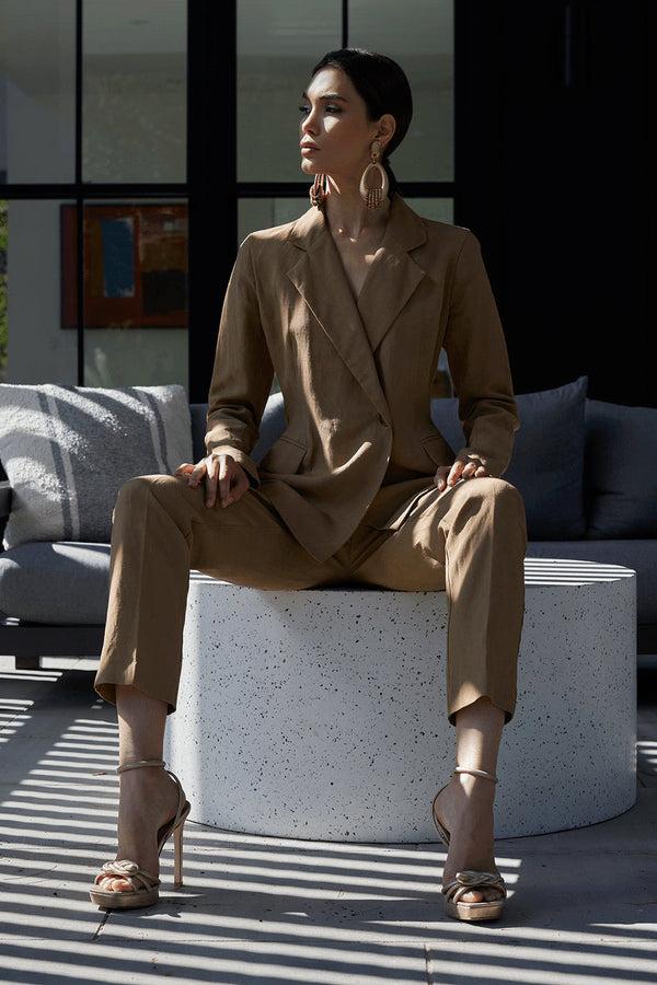 Natori Acacia Wood Gold Hoop Beaded Earrings Antique Gold