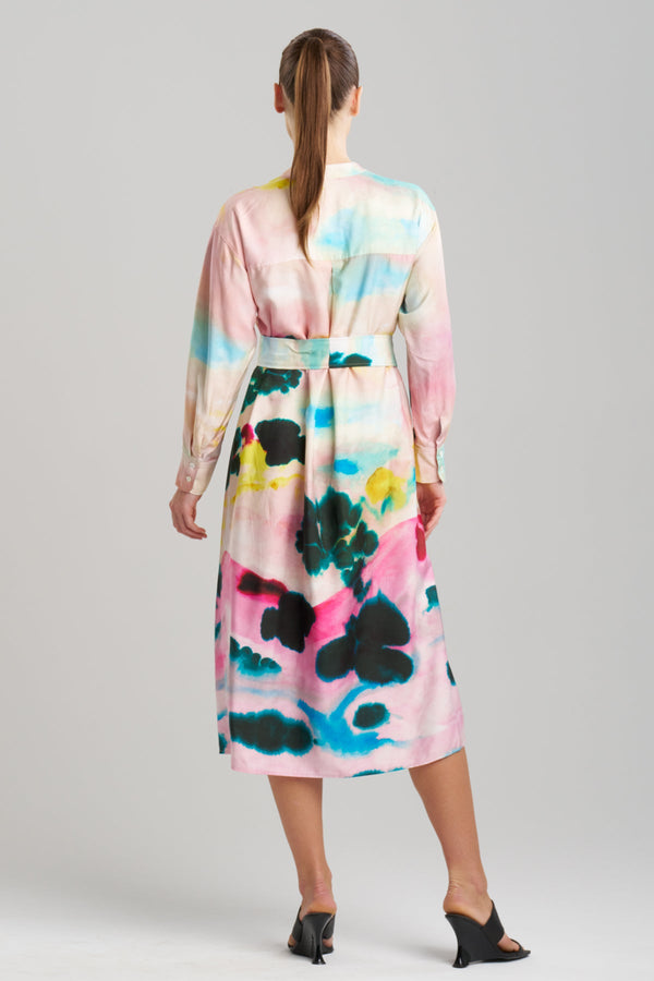 Natori Akiko Printed Cotton Silk Twill Oversized Shirtdress Multi