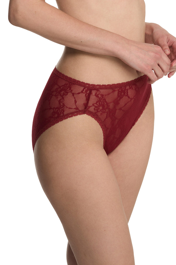 Natori Bliss Allure One-Size Lace French Cut Brief Dk Red