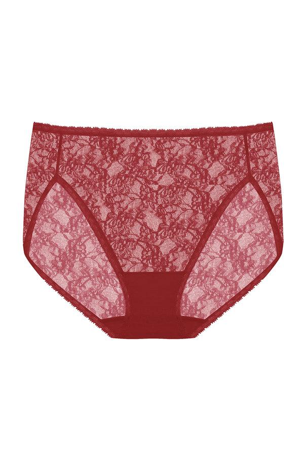 natori Bliss Allure One-Size Lace French Cut Brief Dk Red