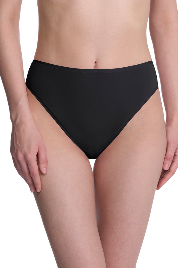 Natori Bliss Bare Cotton High Cut Brief 3-Pack Black/Black/Café