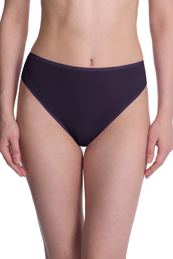 Natori Bliss Bare Cotton High Cut Brief 3-Pack Purple Dusk/Smoky/Dk Red