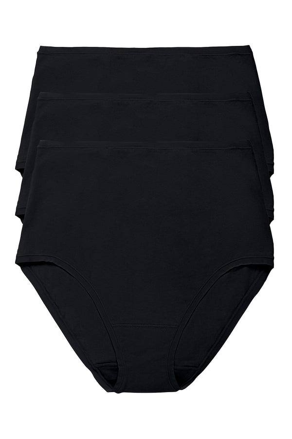 natori Bliss Bare Cotton High Waist Brief 3-Pack Black