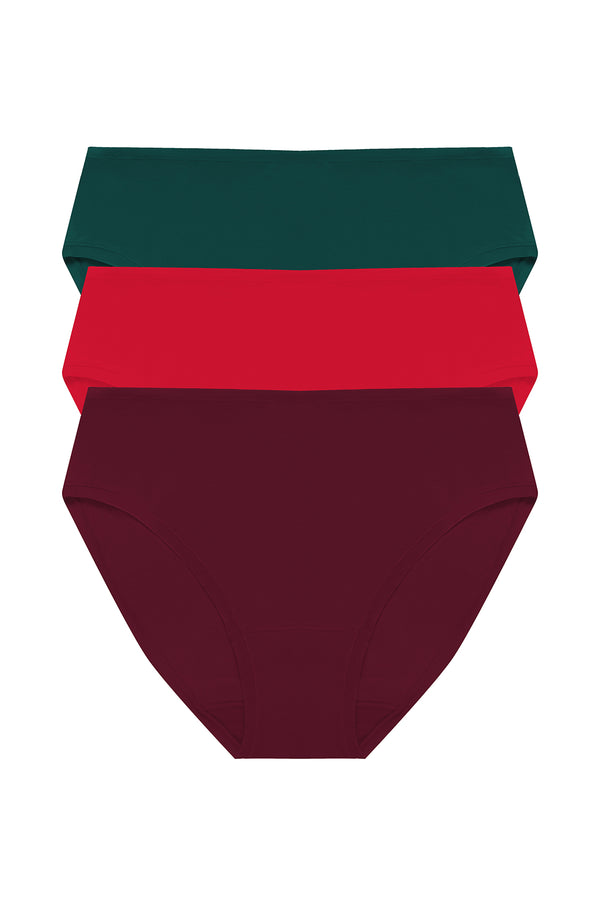 natori Bliss Bare Cotton Hipster 3-Pack Royal Fig/Bonfire/Elm