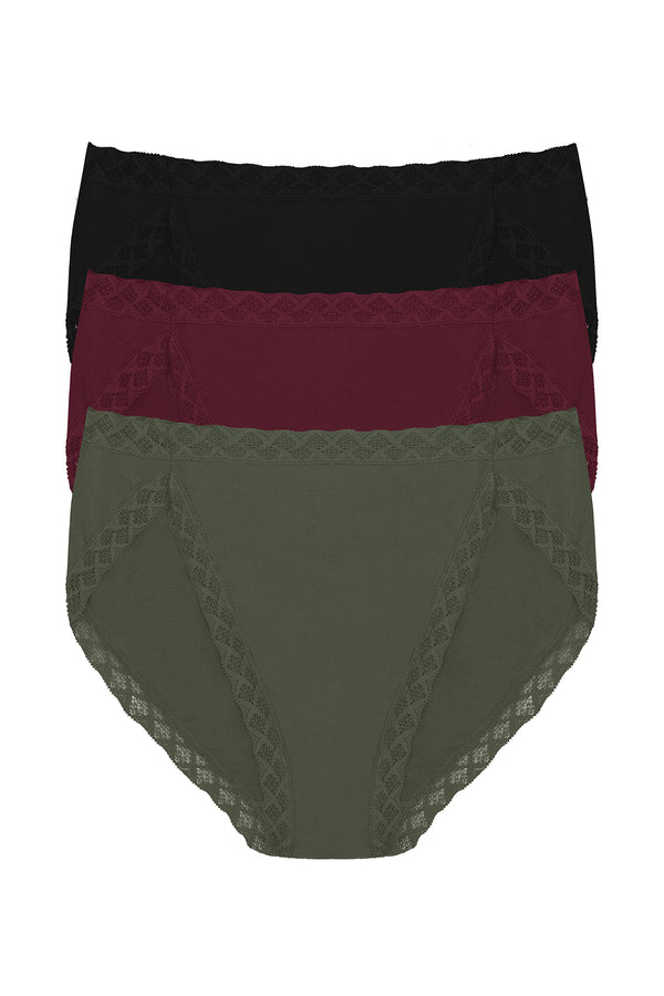 natori Bliss French Cut Brief 3-Pack Flint/Royal Fig/Black