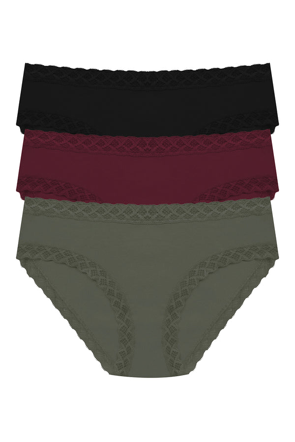 natori Bliss Girl Brief 3-Pack Flint/Royal Fig/Black