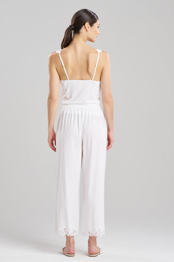 Natori Bliss Harmony Lace Applique Cropped Pants White