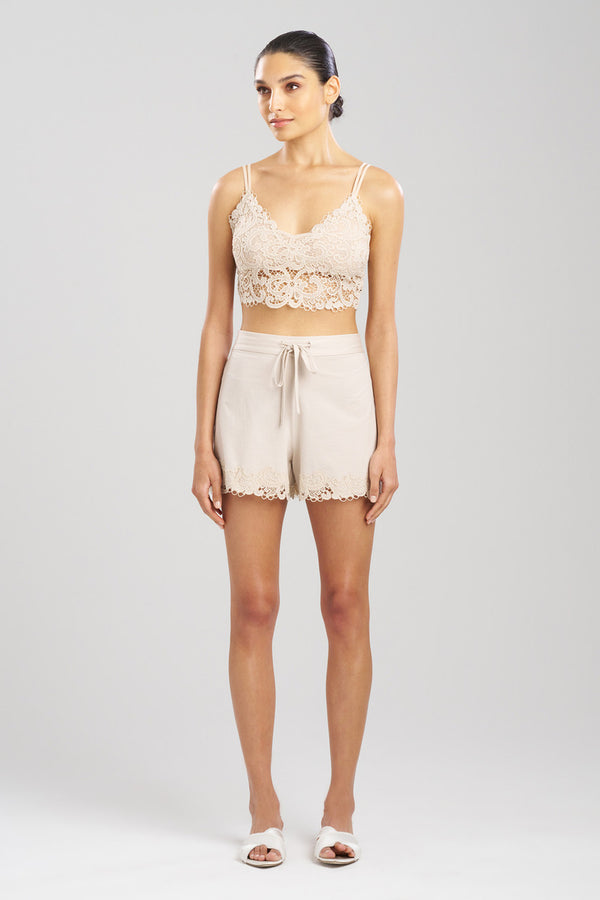 natori Bliss Harmony Lace Applique Shorts Sand Taupe