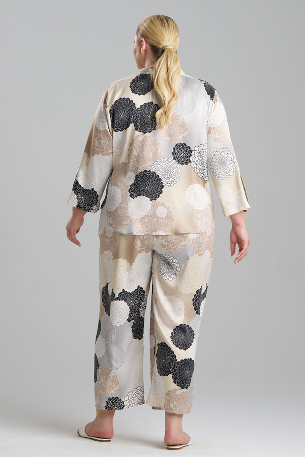 Natori Botanic Melody Satin Long Sleeve PJ Velvet Mink