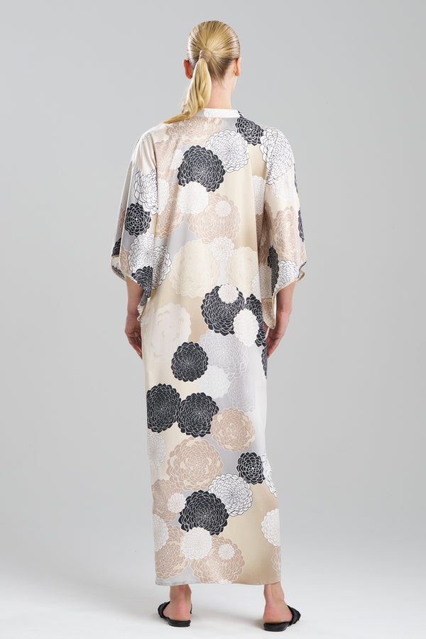 Natori Botanic Melody Satin Mandarin Caftan Velvet Mink