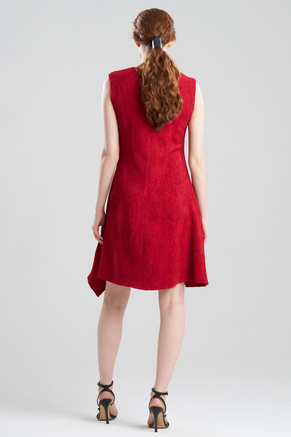 Natori Botanic Textured Jacquard Sleeveless Side Drape Dress Regent Red