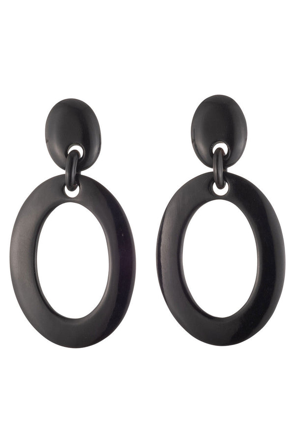 natori Buffalo Horn Single Oval Hoop Earrings Black