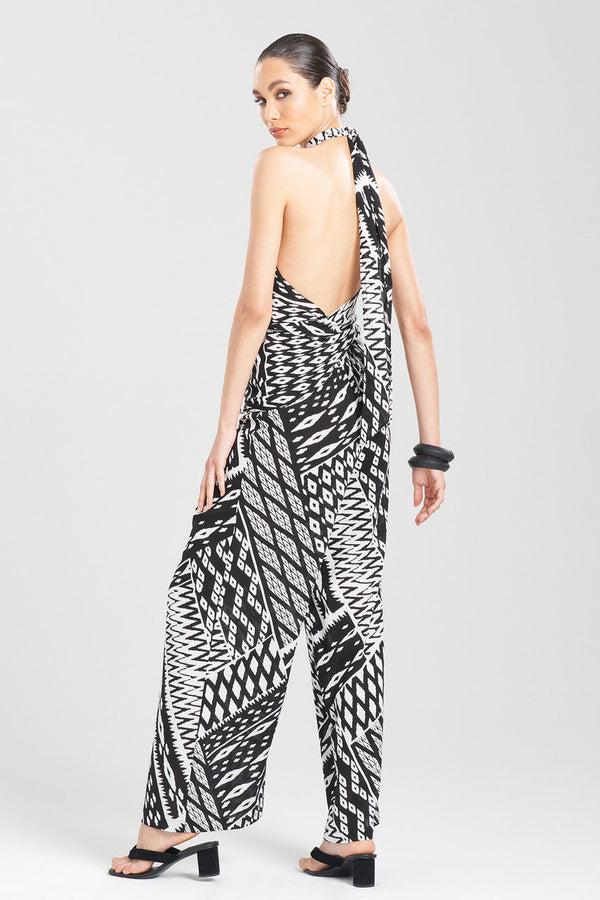 Natori Chibana Getaway Halter Top Black White Combo