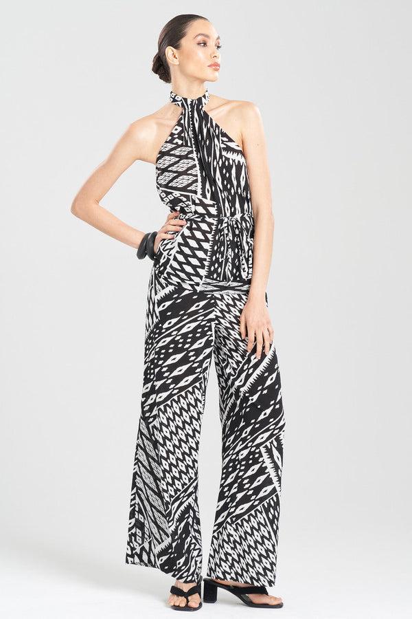 natori Chibana Getaway Halter Top Black White Combo