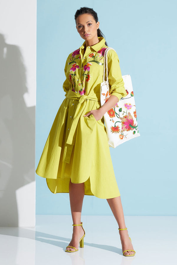 Natori Chikayo Embroidered Canvas Tote Bag White Multi