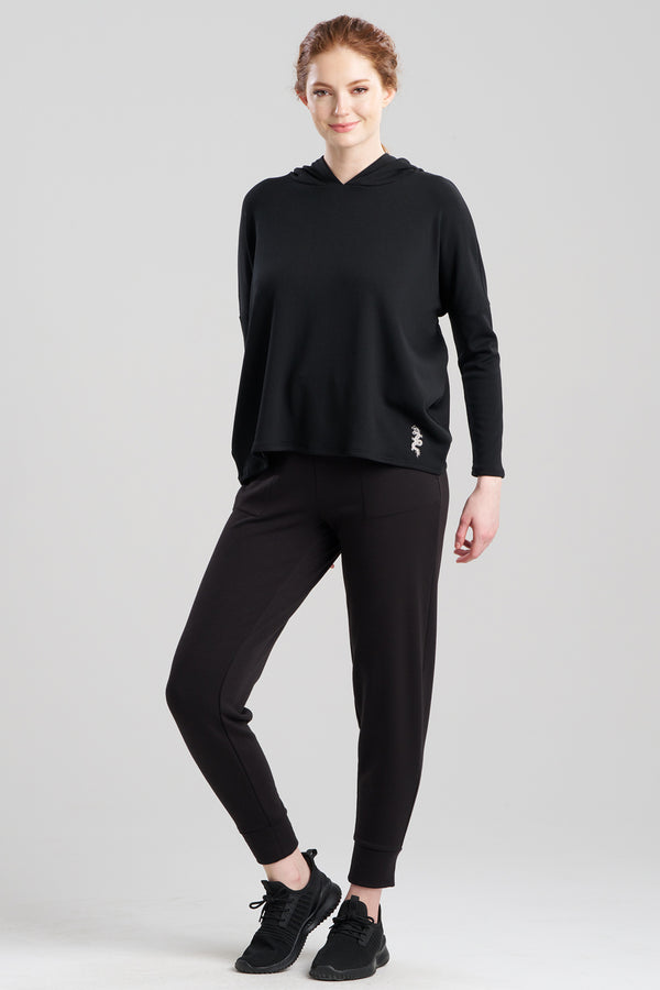 Natori Cocoon Brushed French Terry Kimono Hoodie Black