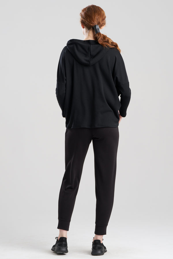 Natori Cocoon Brushed French Terry Kimono Hoodie Black