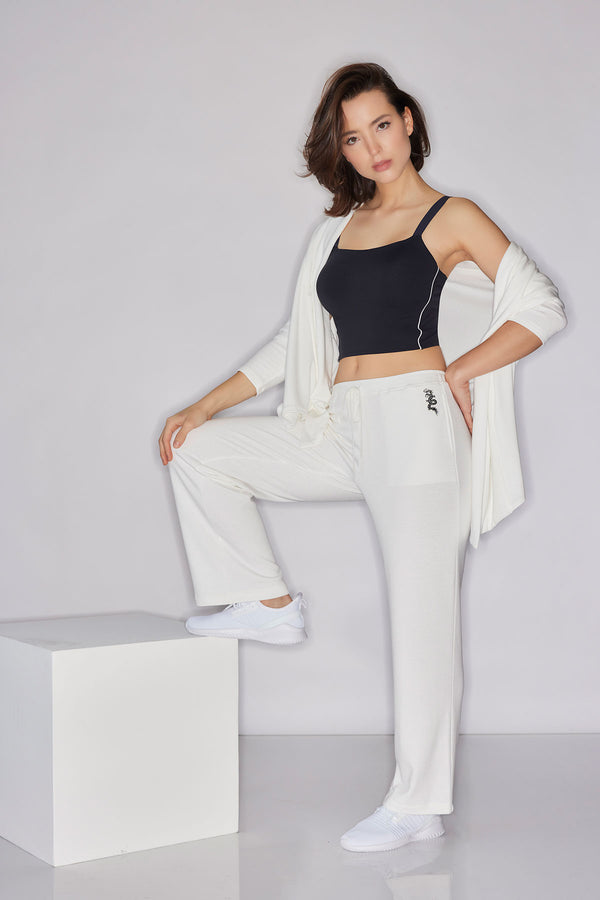 natori Cocoon Brushed French Terry Straight Leg Pants White