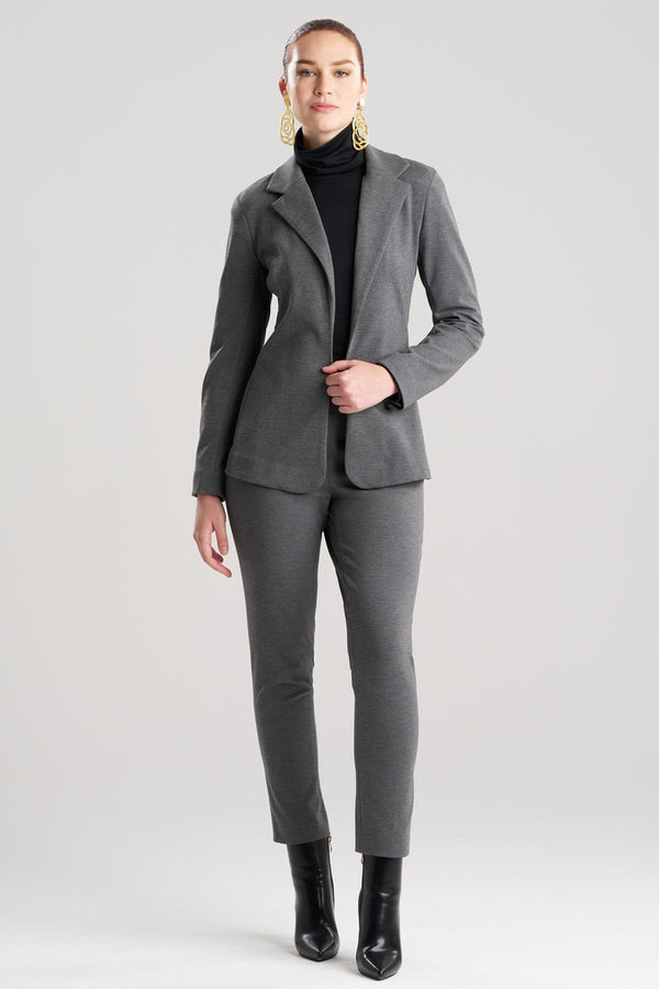 Natori Compact Knit Cardigan Blazer Dark Grey Heather