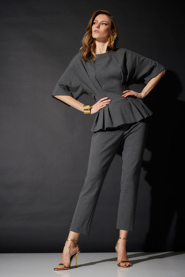 natori Compact Knit Pleat Release Top Dark Grey Heather